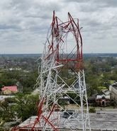 KPLC-TV Tower in Lake Charles, Louisiana, damaged during Hurricane Laura