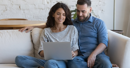 Couple buying insurance online