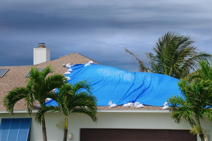 Florida home with storm-damaged roof