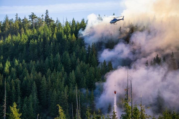 Helicopter used to fight forest fire in Canada