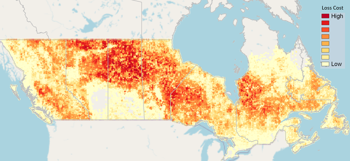 Canada wildfire loss cost map