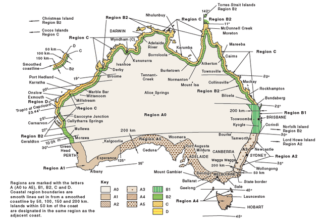 Wind design regions in Australia