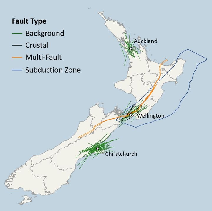 New Zealand fault map