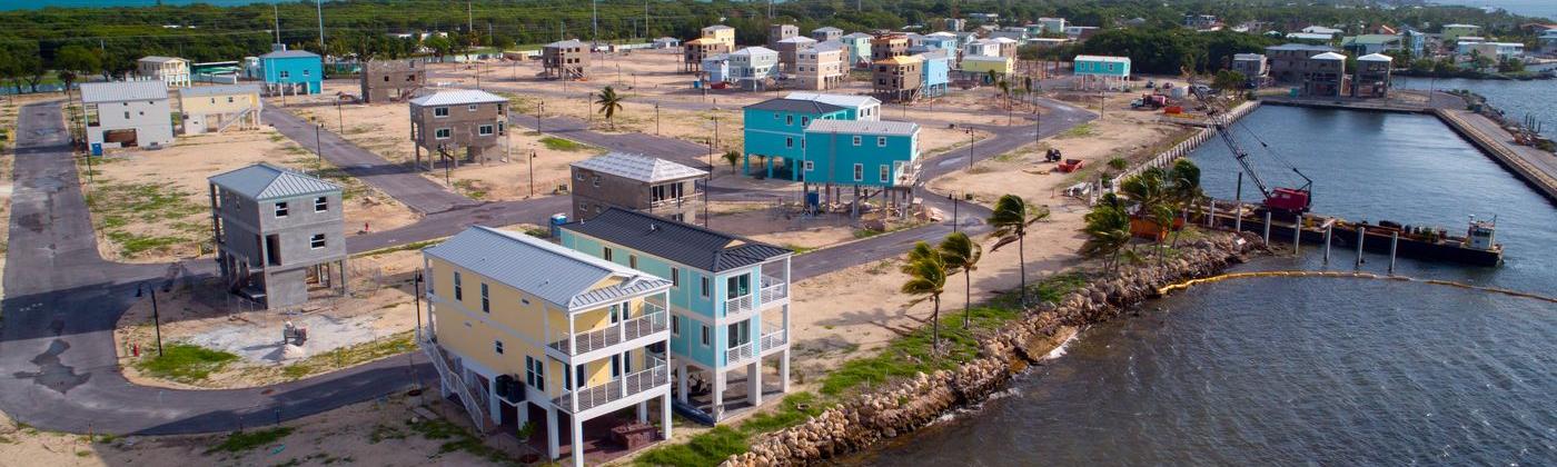 Homes on stilts under construction in the Florida Keys