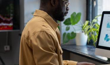 Business executive using computer